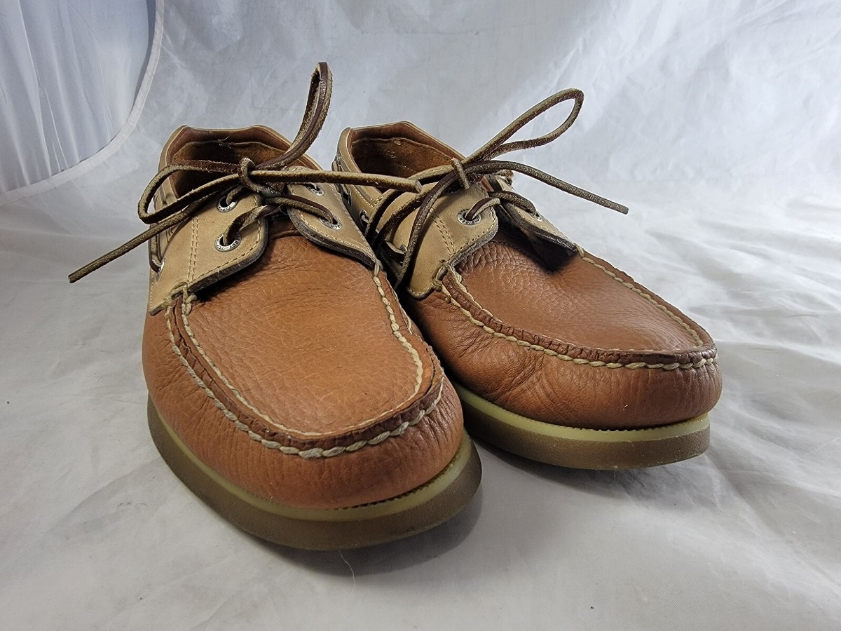 Sperry Top Sider Leather Boat Shoe Loafer Mens 9.5 Black Brown Two Tone Gold Cup Men main image 4