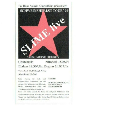 Slime - Konzertkarte Eintrittskarte Ticket vom 18.05.94.