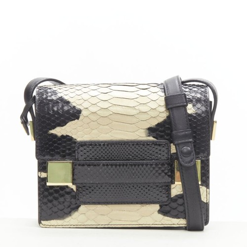 rare DELVAUX Le Madame black gold spray painted scaled leather crossbody box bag - 第 1/11 張圖片