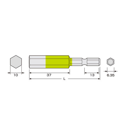 ANEX Color Screwdriver Hex Wrench Bit H10x65mm ACHX-1065 1pc JIS