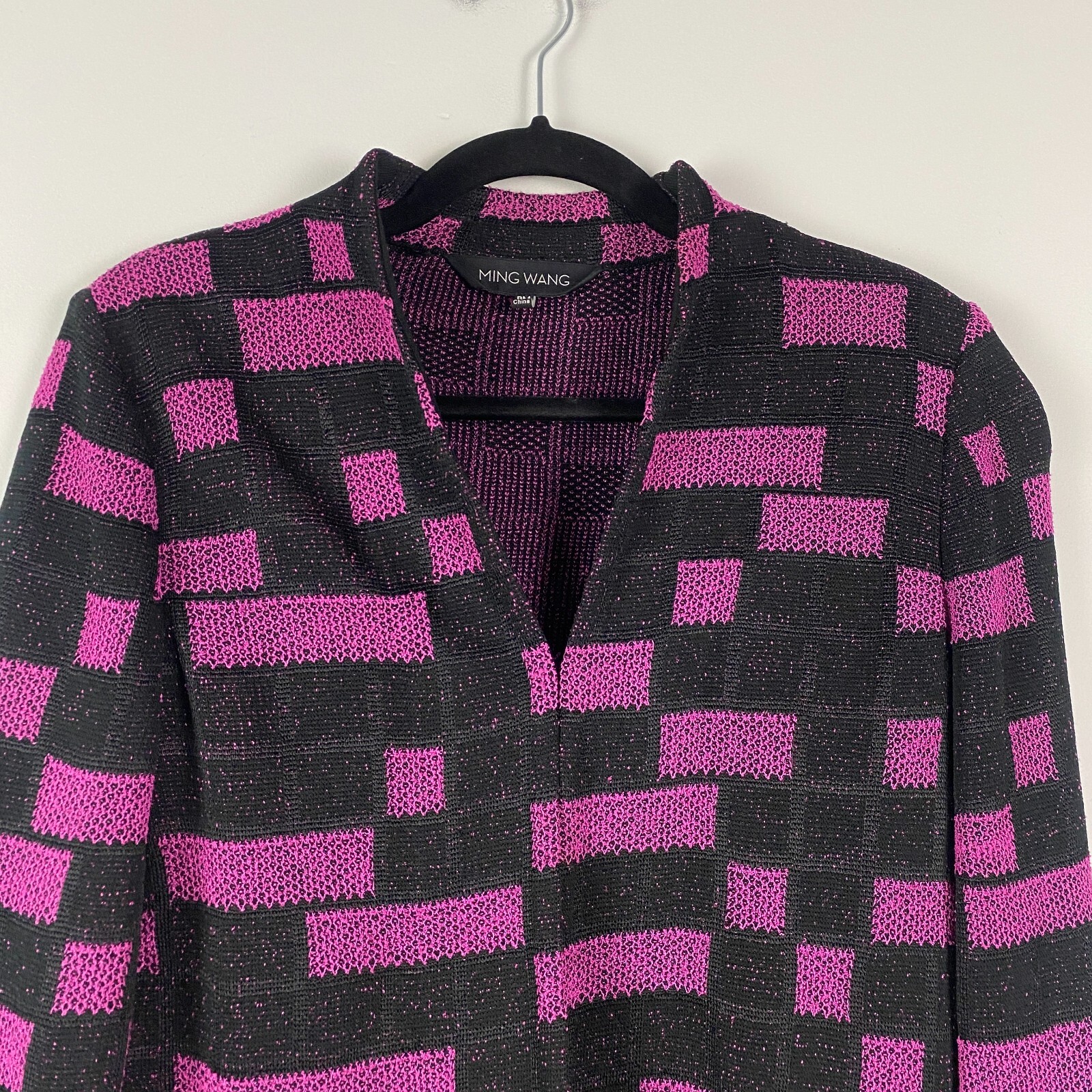 Ming Wang Jacket Size Petite Medium Black Pink Ho… - image 2