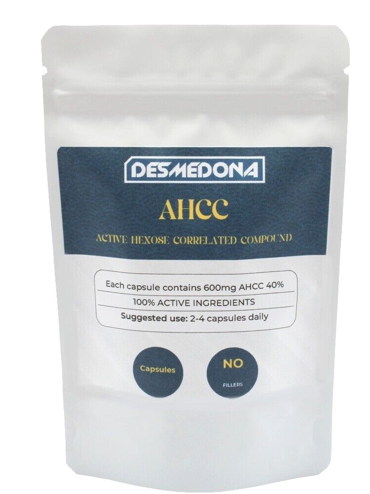 Cápsulas AHCC 600 mg, compuesto activo correlacionado con hexosa, soporte del sistema inmunológico