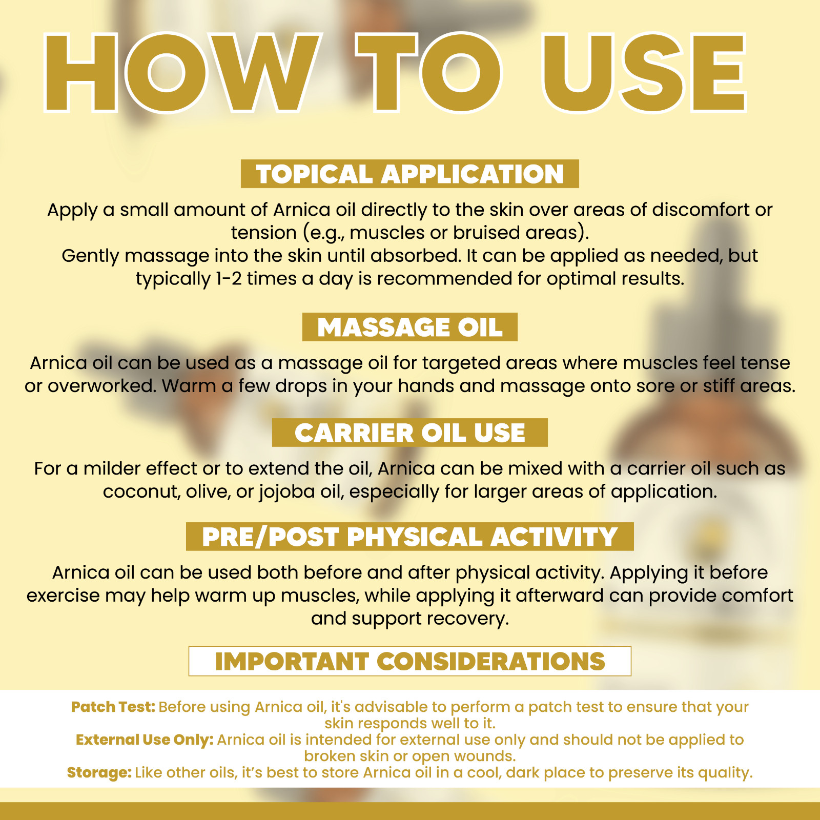 Arnica Oil 1oz – Natural Pain Relief for Sore Muscles, Bruises, Aches & Swelling