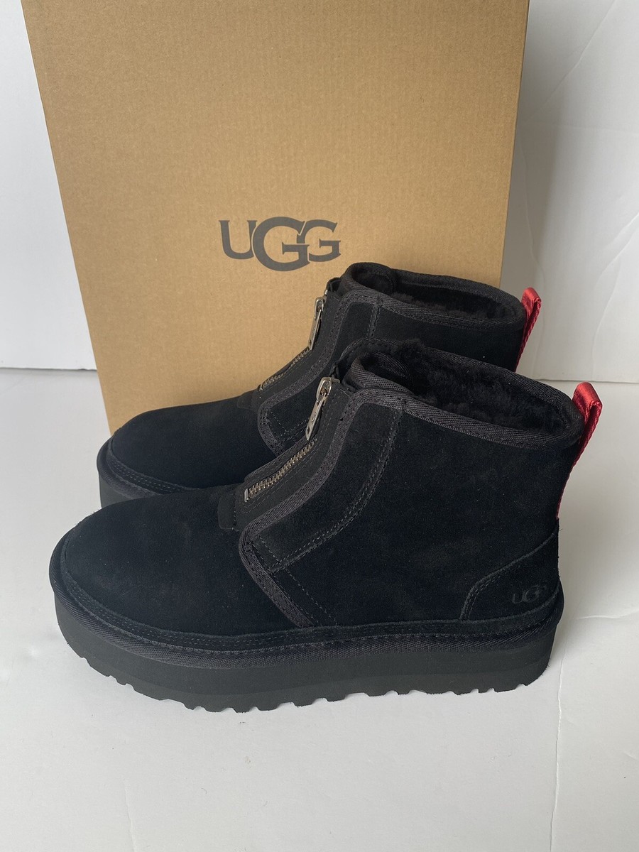 UGG Women's Black Neumel Zip Platform Suede Booties US 7 ~ New in