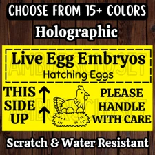 50 LIVE EGG EMBRYOS STICKERS 2.25" LABELS SEALS HATCHING EGGS HANDLE WITH CARE