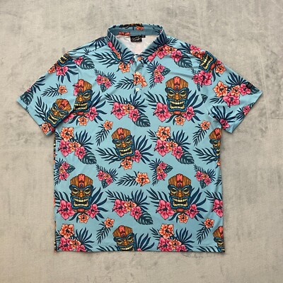 SUNDAY SWAGGER Golf Polo Shirt Men XL Floral TIKI IDOL Short