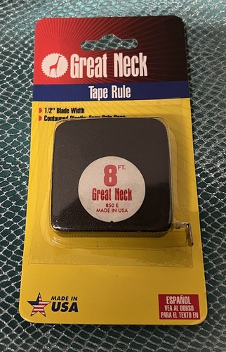 Great Neck Power Tape Measure - 8Ft Length Width - Made In USA ! - Picture 2 of 4