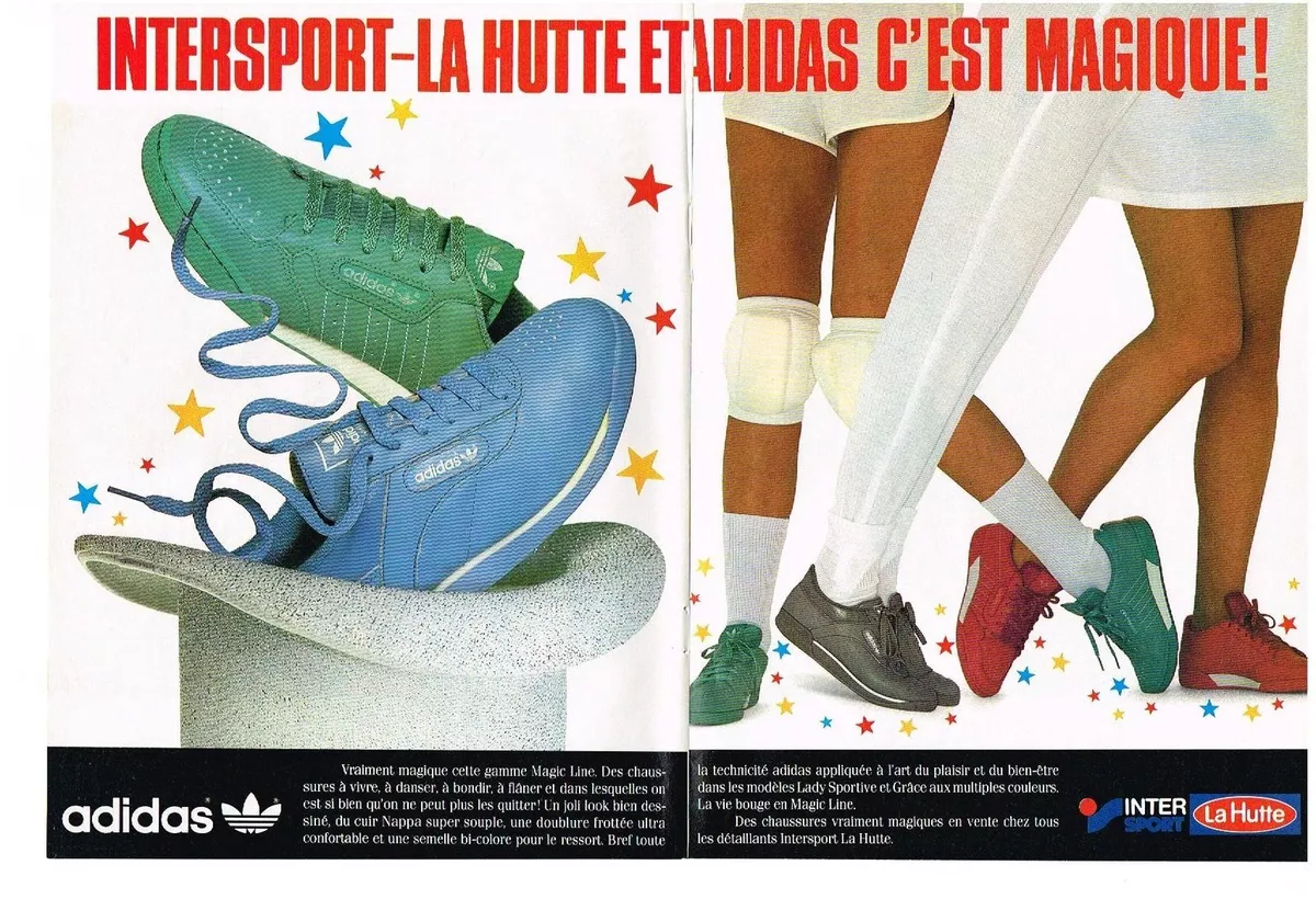 PUBLICITE ADVERTISING 1986 INTERSPORT LA HUTTE ADIDAS baskets 2