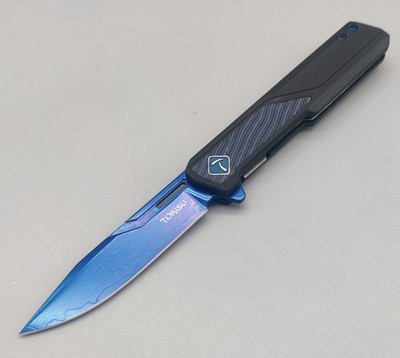 Tokisu Messer Raigon Blue Damascus Linerlock Folder G10 Taschenmesser