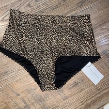 Brown Cheetah Print High-Waisted Cheeky Bikini Bottoms Women  s Size Large NWT