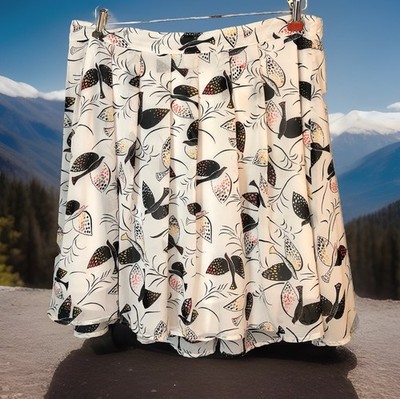 Old Navy Pleated Mini A-Line Skirt With Bird Print Women s Size 1X Chiffon Lined