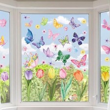 83 PCS Window Clings Spring Flower Window Stickers 83 Pcs Spring Stickers
