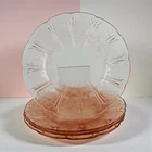 Vintage Jeannette Pink Cherry Blossom Depression Glass 9" Dinner Plates Set Of 4