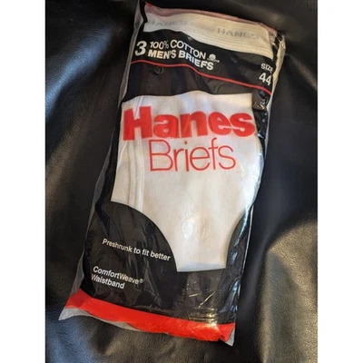 Vintage 1987 Hanes Hombre Calzoncillos 3 Paquete Blanco 100% Algodón U. Talla 44 - Imagen 1 de 4