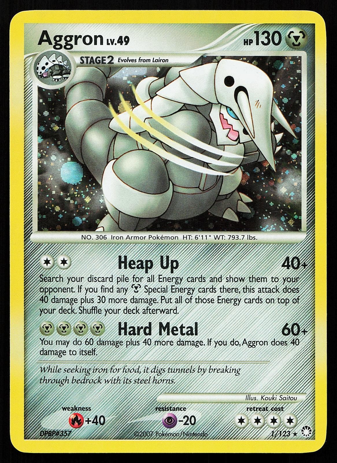 Aggron 1/123 Holo Rare Mysterious Treasures Pokemon Card