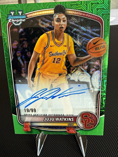 2025-26 Bowman Chrome JuJu Watkins USC Trojans Green Auto /99 CPA-JA
