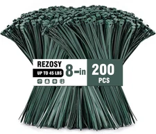 (200 Pack), Zip Ties - 8 Inch Green,Multi-Purpose Self Locking Cable Ties， Ultra