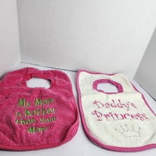 Koala Baby Bibs Girl Set of 2 Pink Terry Cloth Daddy s Princess Funny Baby Bibs