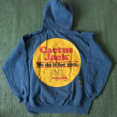 Travis Scott Cactus Jack McDonald s Sticker Hoodie Size Medium Blue Rare Collab 