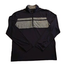 Original Penguin Heritage Block Blue 1/4-Zip Golf Pullover Mock Neck Mens Med
