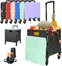 Foldable Utility Cart Portable Rolling Crate Handcart Shopping Trolley