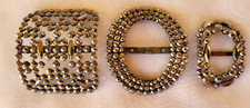 3 Antique Cut Steel Shoe Buckles Different Shapes One Stamped Made In France
