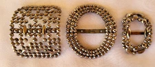 3 Antique Cut Steel Shoe Buckles Different Shapes One Stamped Made In France