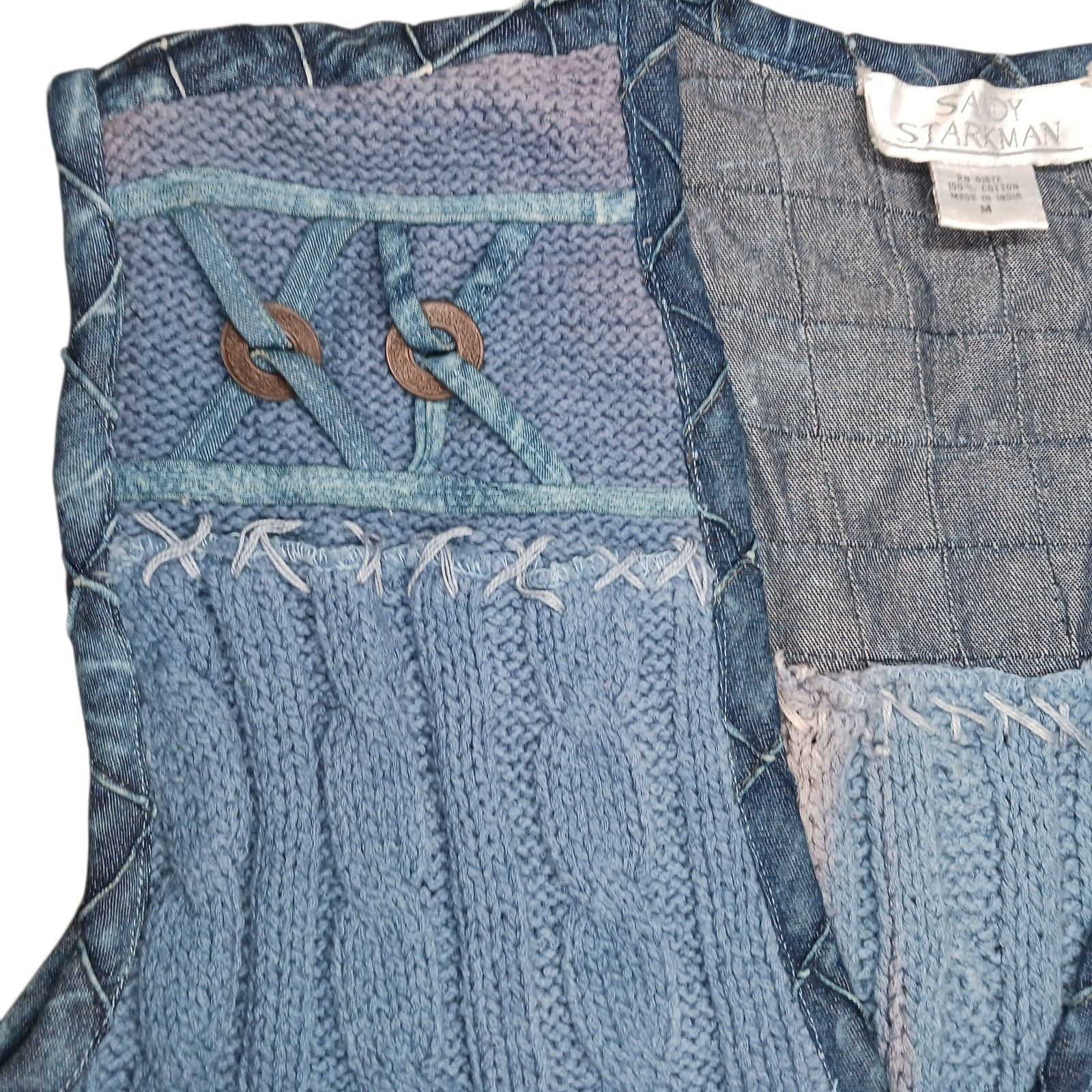 VTG Sandy Starkman 3D Cable Knit Patchwork Cardig… - image 10