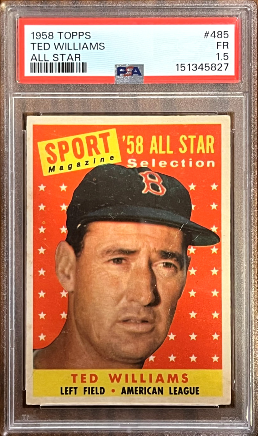 1958 Topps baseball card # 485 Ted Williams -  Sport All Star PSA 1.5 view 4