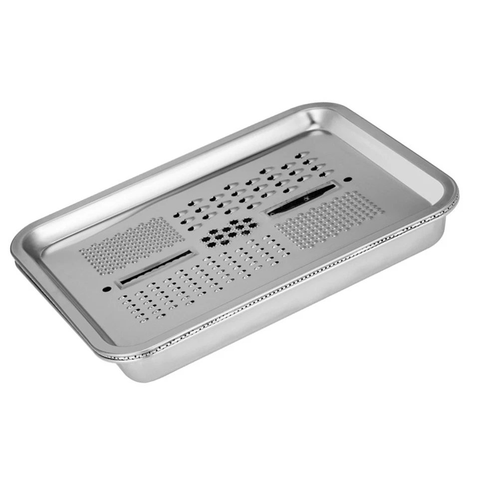  1 set di 3 pezzi piatto per grattugia in acciaio inossidabile per la casa - Immagine 3 di 4