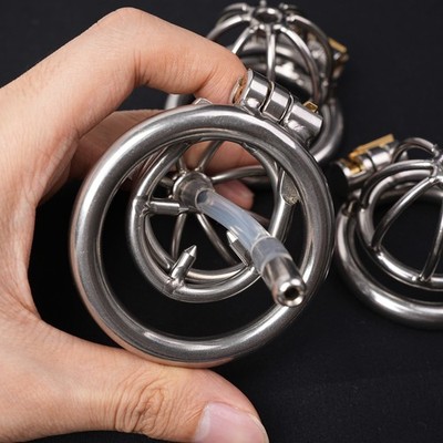 Edelstahl Keuschheitskäfig Peniskäfig Keuschheitsgürtel Chastity Cage Dilator DE
