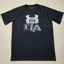 Under Armour Shirt Youth XL Black HeatGear Athletic Loose Performance Tee