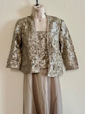 Alex Evenings Champagne Petite 6P Sequin Lace Overlay Formal Dress #53