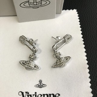 Vivienne Westwood Earring Mini Bas relief Clip Orb Silver w/Pouch NO BOX