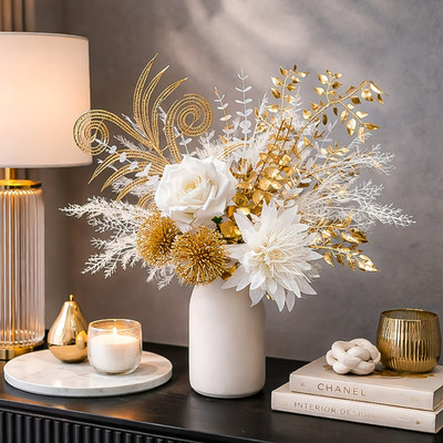 1 Set Platinum Simulation Floral Arrangement Ornament | Enhance Home Texture.