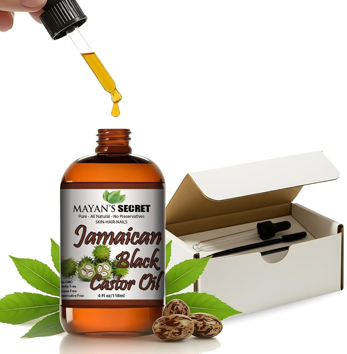 Premium Jamaica Black Castor Oil for Eyelashes, Eyebrows,Hai