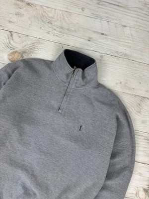 Vintage Yves Saint Lauren Sweatshirt 1/4 Zip YSL 90s Men Sz M Gray