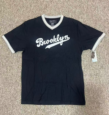 Wright & Ditson Men MLB Baseball Brooklyn Dodgers Jersey ShortSleeve Shirt Black