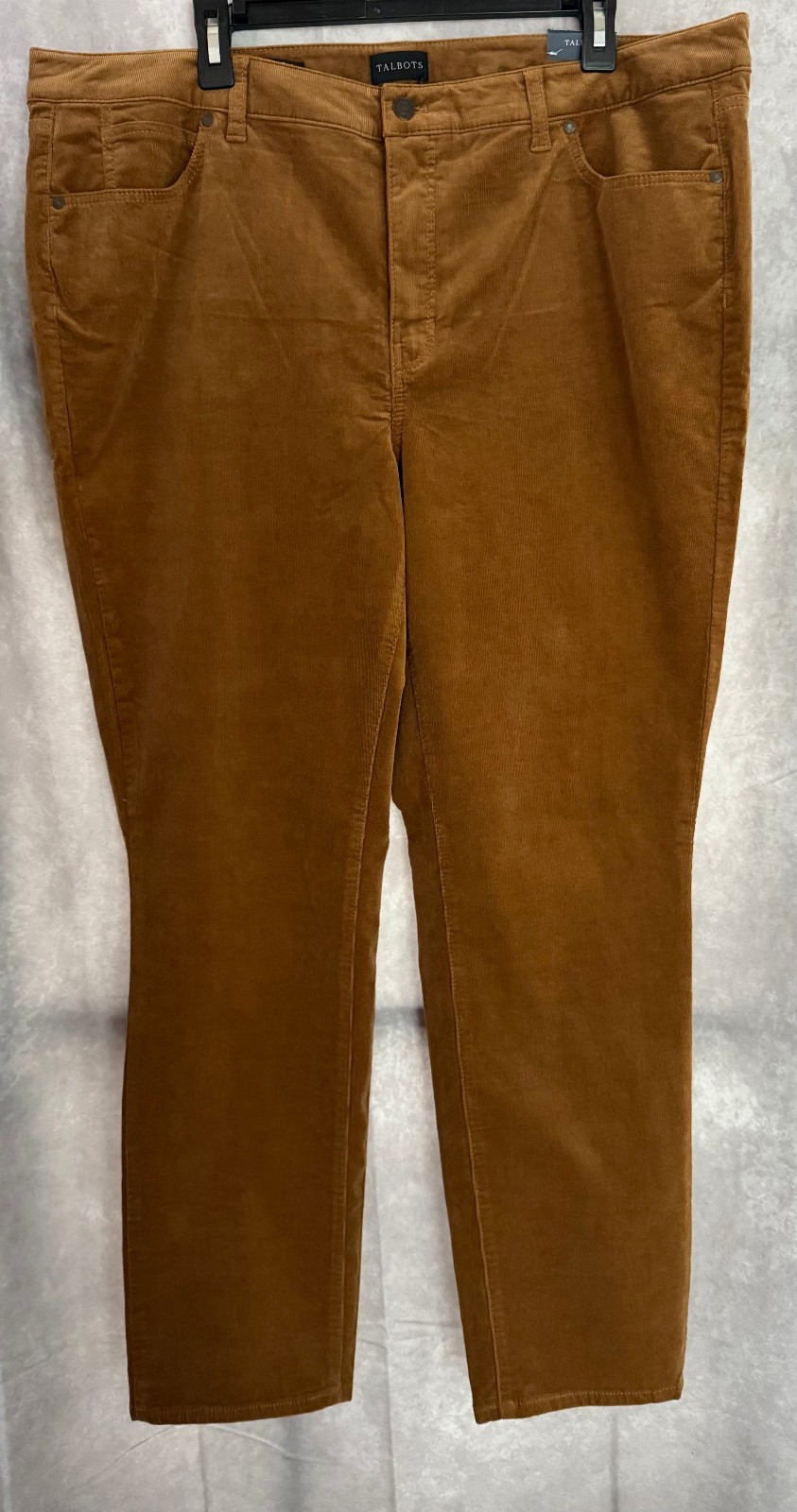 Talbots Women’s 18W Caramel Corduroy Straight Leg Pants High Waist Full Length