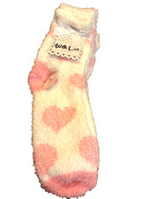 Fuzzy Cozy Boot Slipper Socks Womens Hearts Stripes Solid 4 pair Size 5-10 NWT