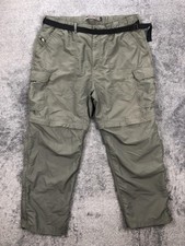 REI Pants Mens 36x30 Green Nylon Convertible Hiking Cargo UPF 50 Belted Zip Off