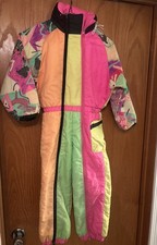 Vintage 1990  s Sport Obermeyer Kids Girls Ski Suit 1 Piece 39 Inches Tall