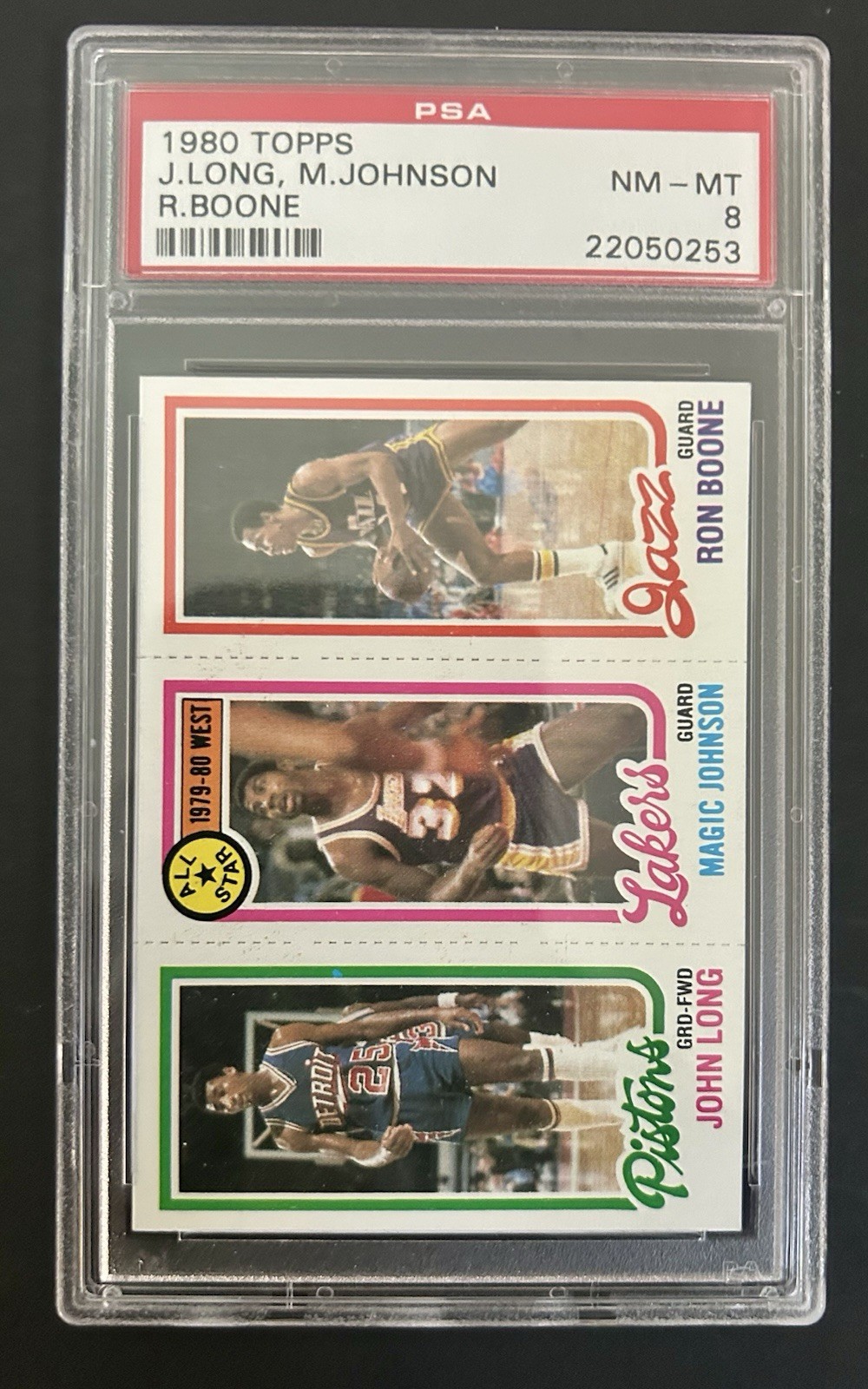 1980-81 Topps Psa 8  - Magic Johnson, Ron Boone, John Long #237-18-88