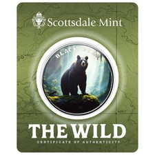 BLACK BEAR Colorized Silver Round - Scottsdale 1 oz .999 Fine Silver BU THE WILD 85.73 per troy oz
