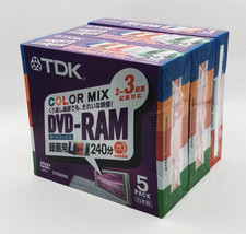 TDK DVD-RAM 9.4 GB COLOR MIX 240 min Type 4 Lot of 13 -New Sealed- from Japan