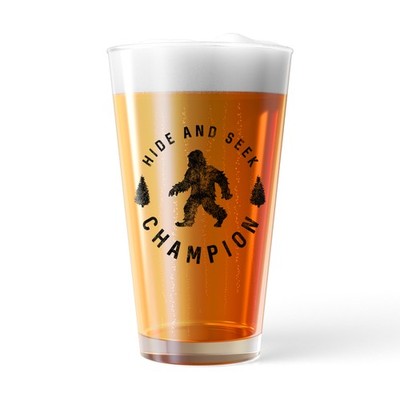 Hide and Seek Champion Pint Glass Funny Bigfoot Sasquatch Joke Novelty Cup-16 oz