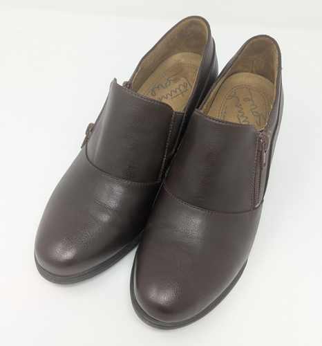 Natural Soul By Naturalizer Shoes Women's Sz 8.5 Brown Shootie Heeled Zip