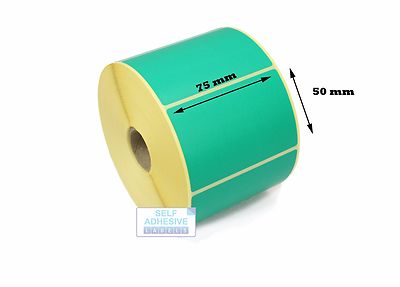 75mm X 50mm Green Direct Thermal Perm 1,250 Labels Per Roll. 25mm Core - Foto 10