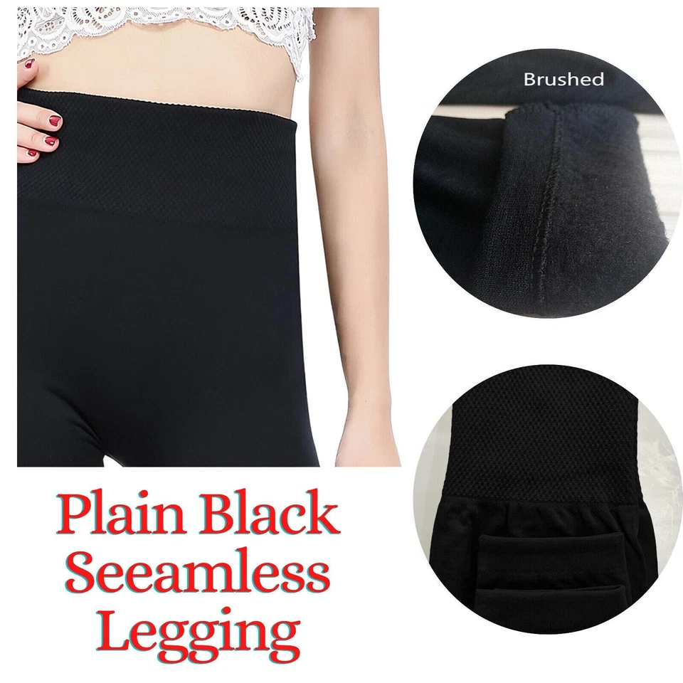 Ladies Thermal Leggings Thick Winter Fleece Lined Warm High Waist Tummy Control - Image 4 of 4