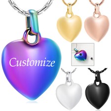 Stainless Steel Heart Urn Pendant Memory Necklace for Cremation Ashes Holder